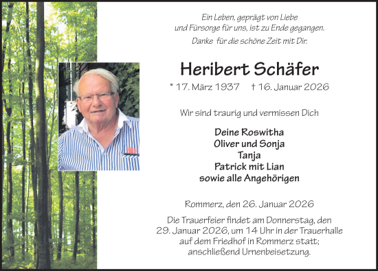 Traueranzeige von Heribert Schäfer von FZ
