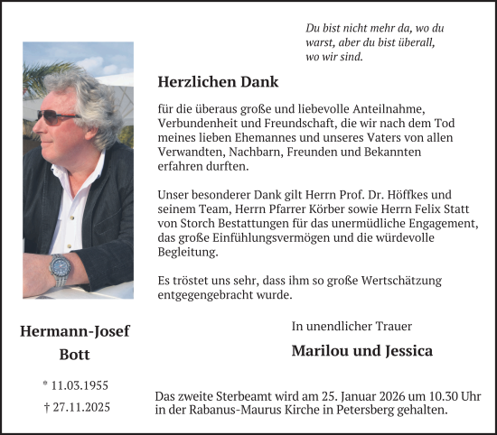 Traueranzeige von Hermann-Josef Bott von FZ