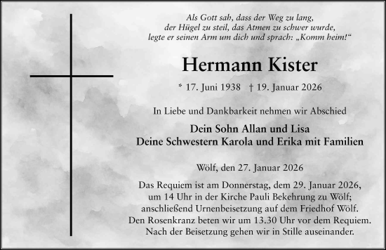 Traueranzeige von Hermann Kister von FZ