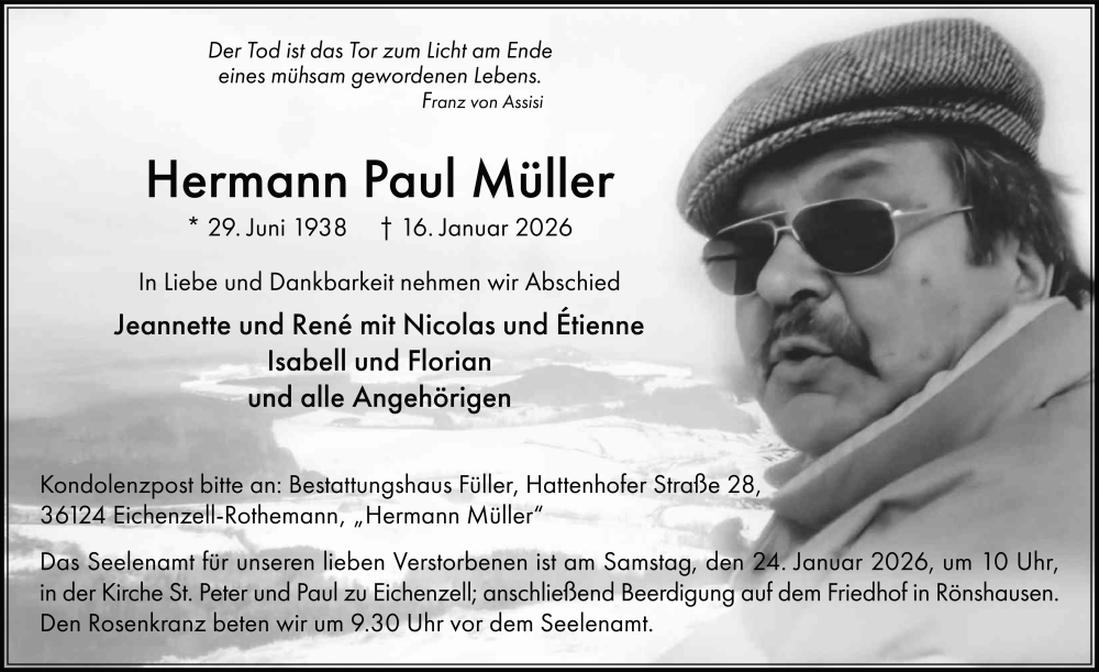  Traueranzeige für Hermann Paul Müller vom 21.01.2026 aus FZ