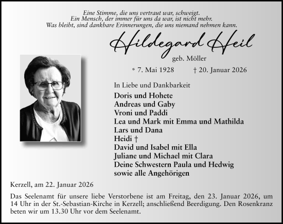 Traueranzeige von Hildegard Heil von FZ