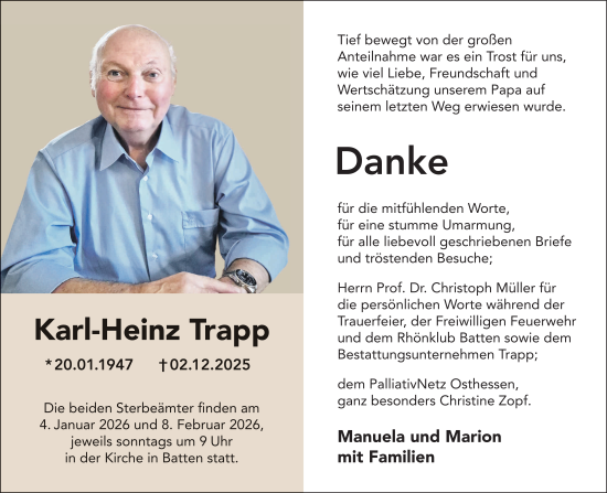 Traueranzeige von Karl-Heinz Trapp von FZ