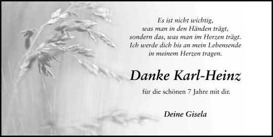 Traueranzeige von Karl-Heinz Zinkan von FZ