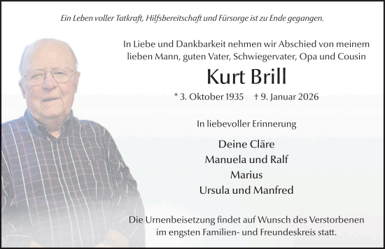 Traueranzeige von Kurt Brill von FZ