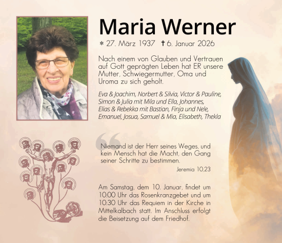 Traueranzeige von Maria Werner von FZ