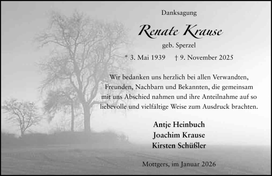 Traueranzeige von Renate Krause von FZ