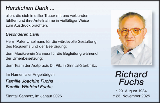 Traueranzeige von Richard Fuchs von FZ