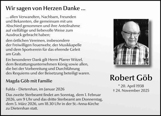 Traueranzeige von Robert Göb von FZ