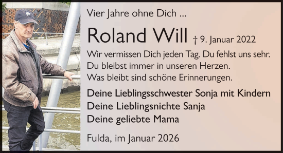 Traueranzeige von Roland Will von FZ