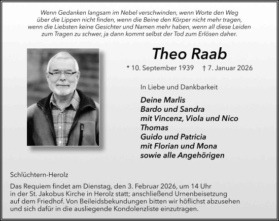 Traueranzeige von Theo Raab von FZ